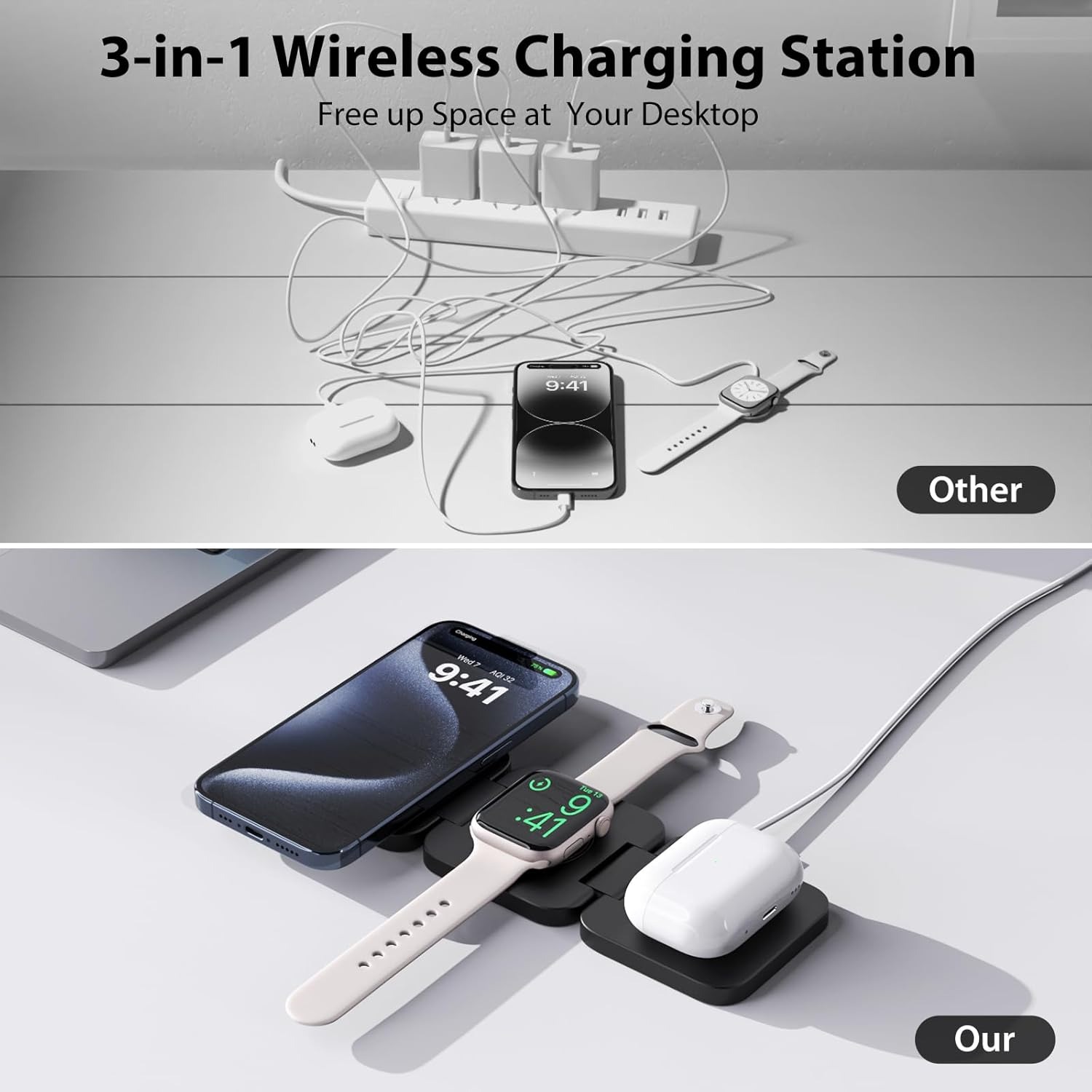Foldable 3 in 1 Fast Wireless  - Watch Charger Cable 리뷰 및 가격