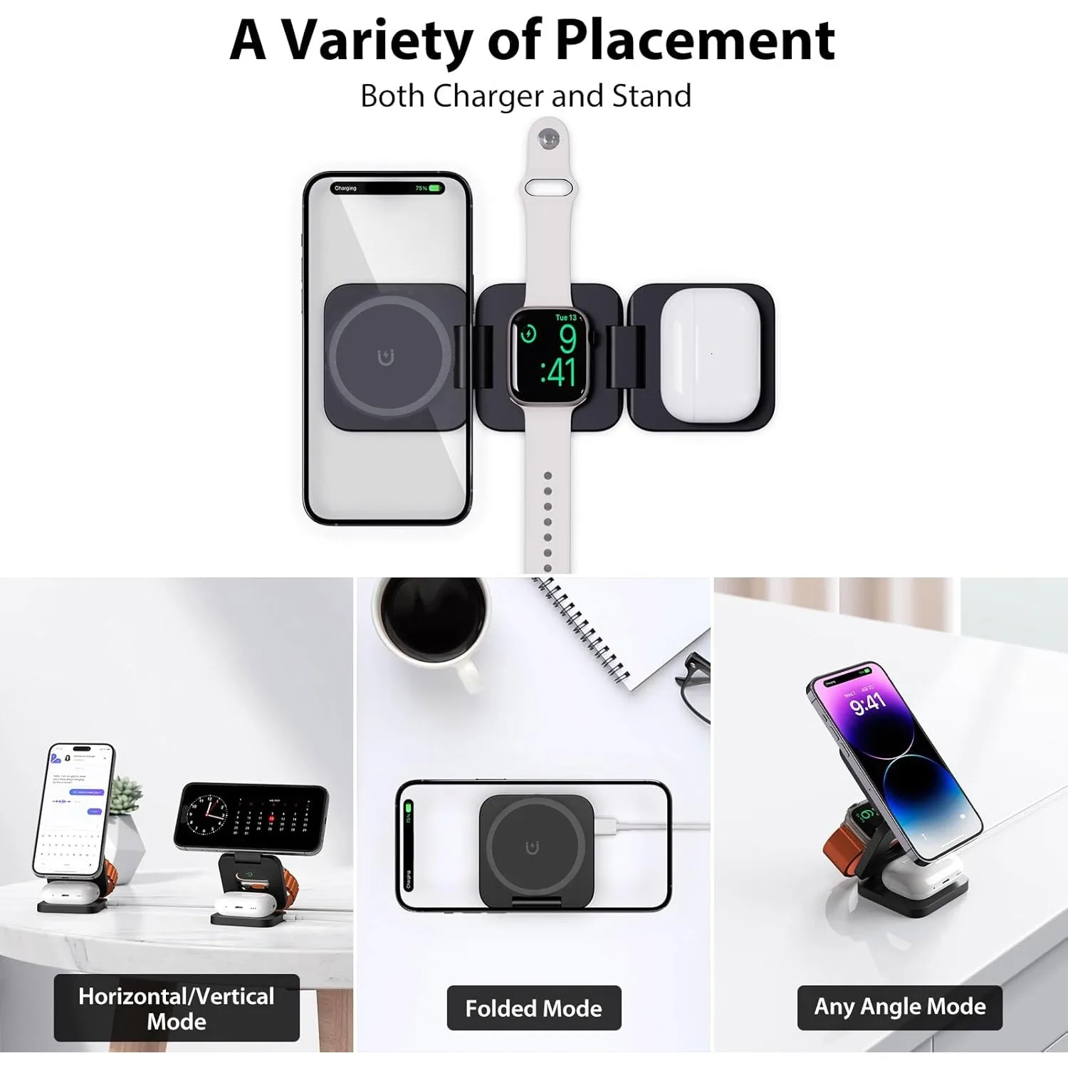 Foldable 3 in 1 Fast Wireless  - Watch Charger Cable 리뷰 및 가격