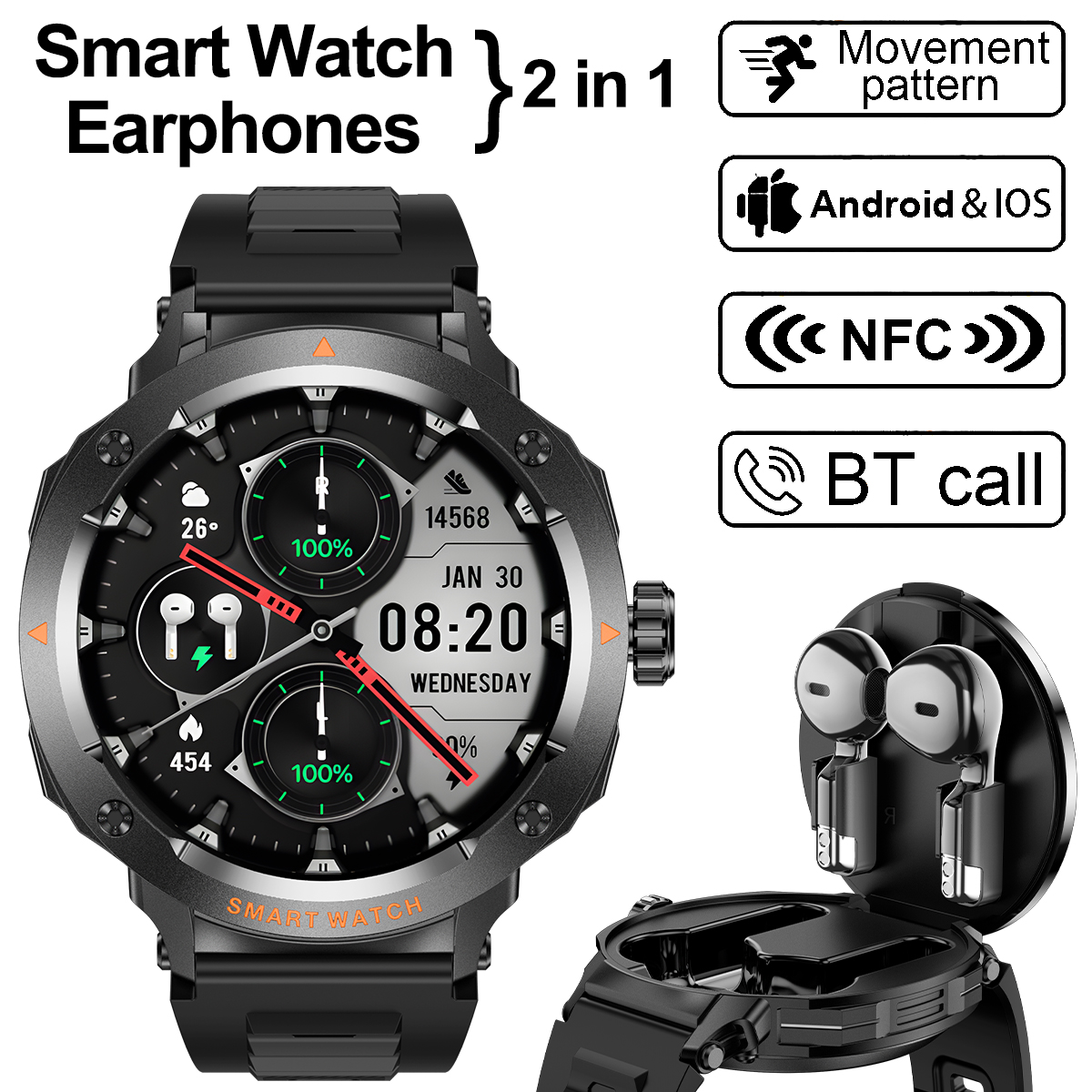 NFC Smart Watch Wireless Earph - Smartwatch Headset 리뷰 및 가격