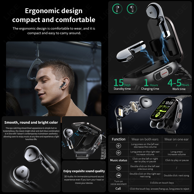 NFC Smart Watch TWS 2-in-1 Hea - Smartwatch Headset 리뷰 및 가격