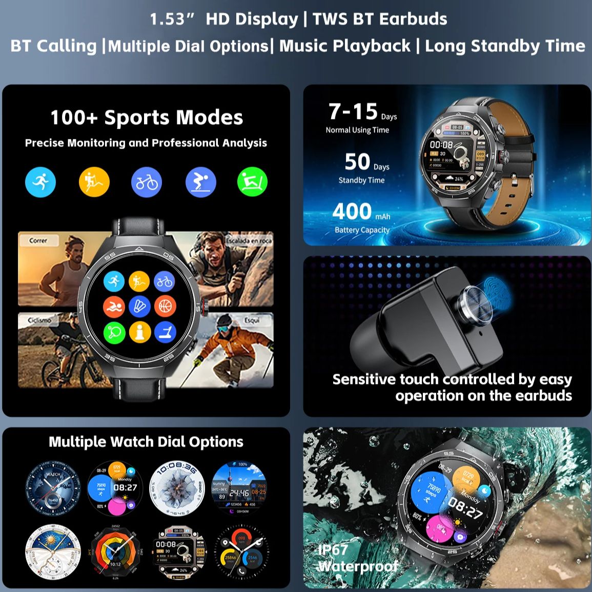 NFC Headset Smart Watch 2 in 1 - Smartwatch Headset 리뷰 및 가격