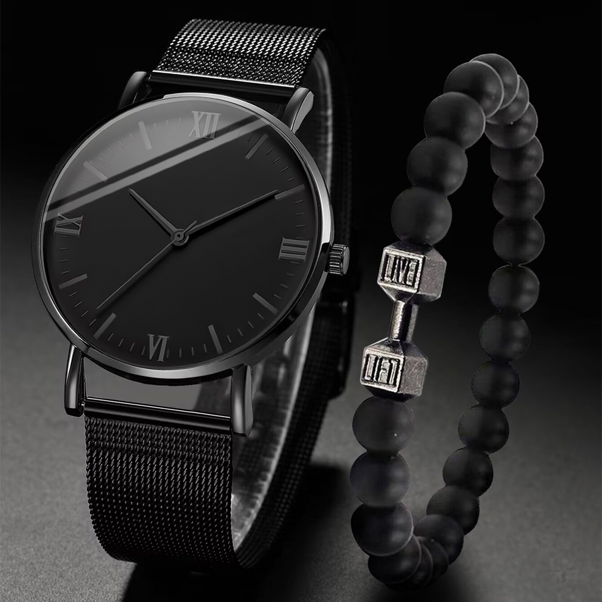 2PCS Men's Watch Fashion Roma  - Stainless Mesh Band 리뷰 및 가격