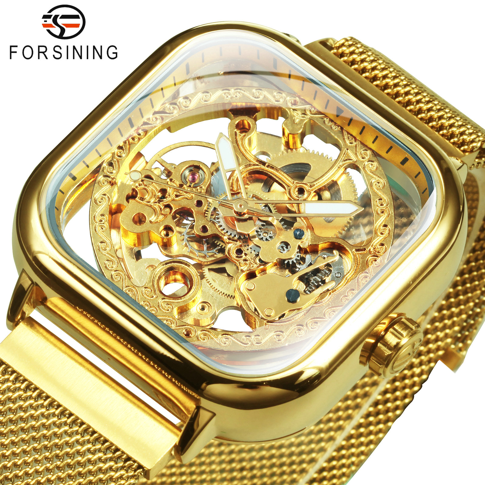 Forsining Luxury Square Skelet - Stainless Mesh Band 리뷰 및 가격