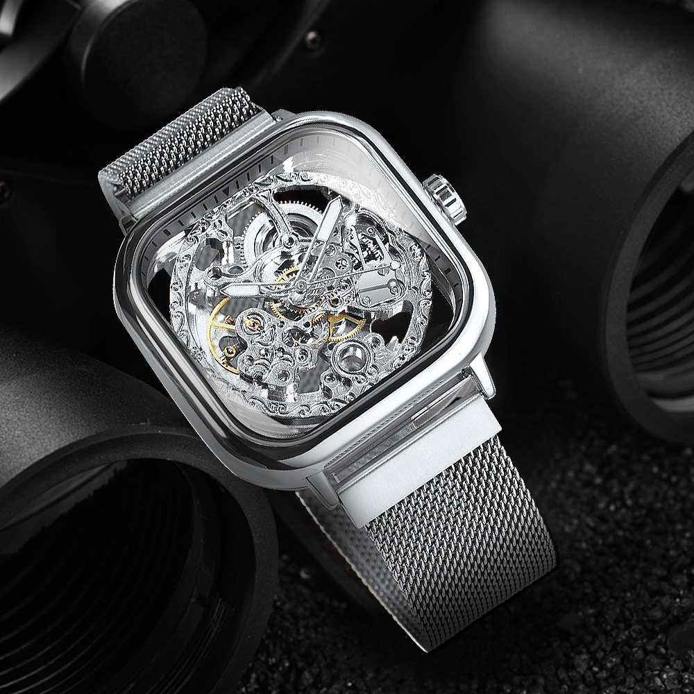 Forsining Luxury Square Skelet - Stainless Mesh Band 리뷰 및 가격