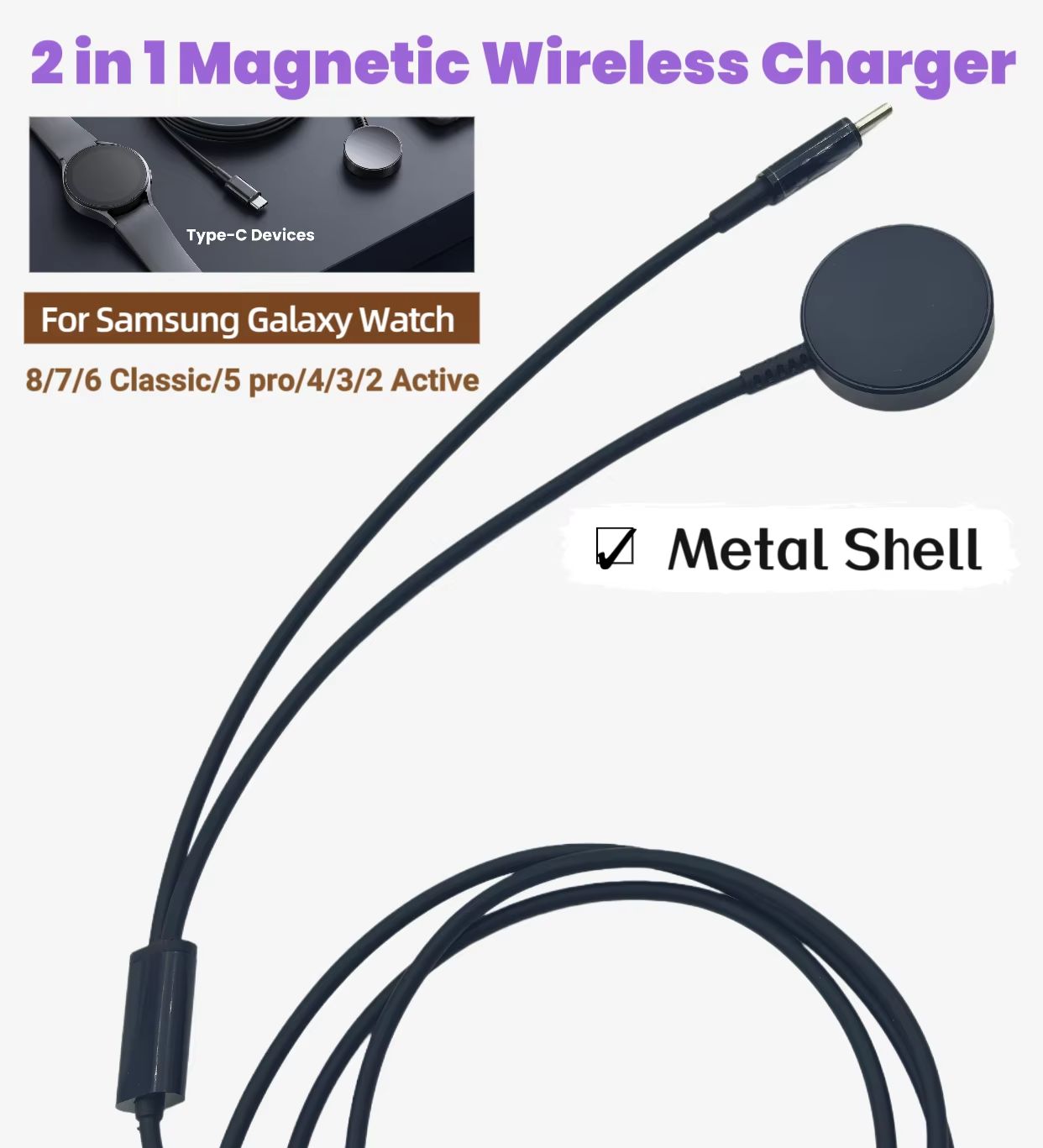 Type-C 2-in-1 Magnetic Wireles - Watch Charger Cable 리뷰 및 가격