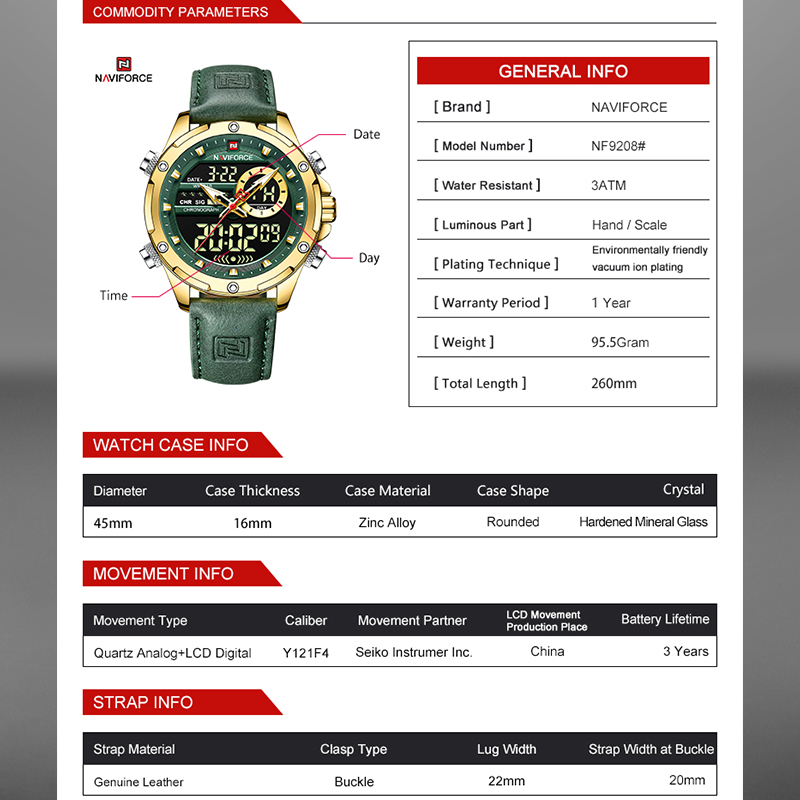NAVIFORCE Luxury Men Quartz Wa - Smartwatch Guess 리뷰 및 가격