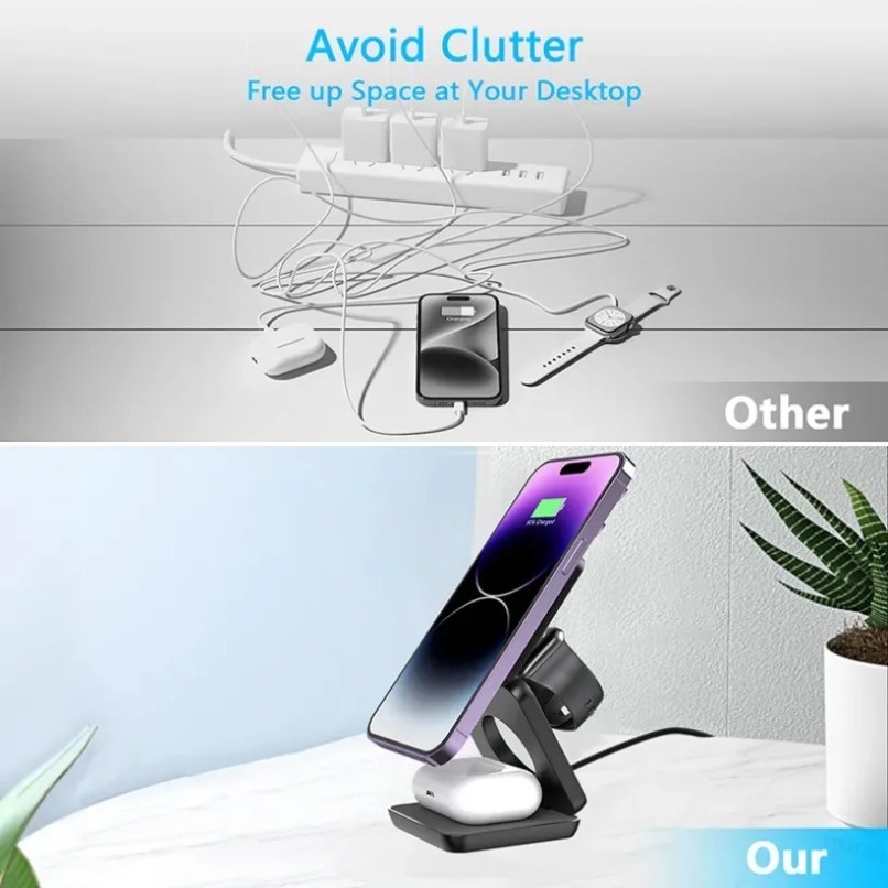 3 in 1 Foldable Magnetic Wirel - Smartwatch Ac 리뷰 및 가격
