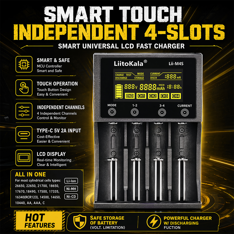Lii-M4S Smart Touch 4-Slot Bat - Smart Accessories 리뷰 및 가격