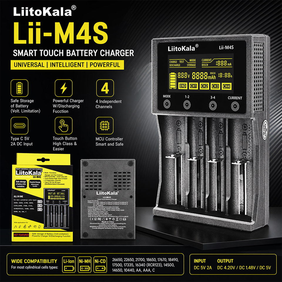 Lii-M4S Smart Touch 4-Slot Bat - Smart Accessories 리뷰 및 가격