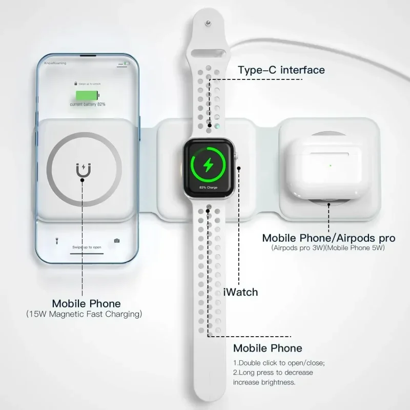 3 in 1 Portable Magnetic Wirel - Smartwatch Ac 리뷰 및 가격
